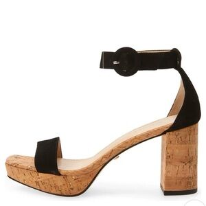 Pelle Moda Amari Black & Cork Platform Sandals